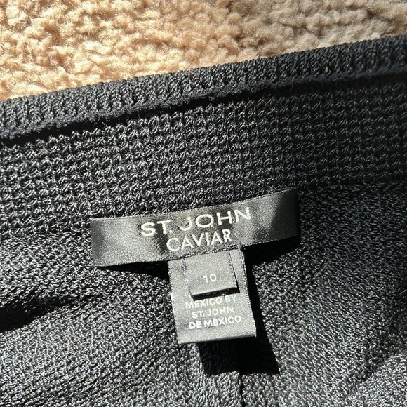 St. John Caviar Knit Black Wide Leg Crop Pants - Picture 3 of 5